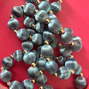 Vintage Silk Wrapped Beaded Necklace gold separator beads may have some fraying